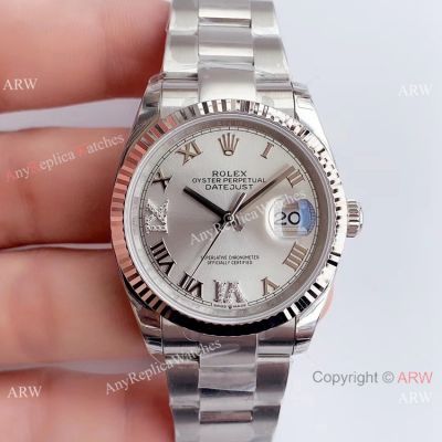  Replica Rolex Datejust 36mm Watch SS Silver Dial Oyster Band Rolex 